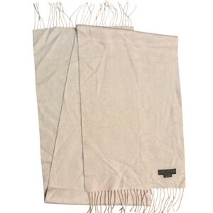 Louisa Perini 100% Cashmere Scarf Classic Fringe Women's Minimalist Soft Pink